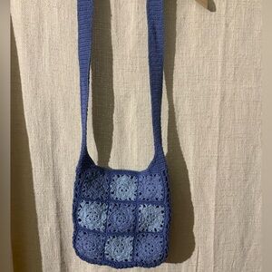 Handcrafted Blue Crochet Shoulder Bag
